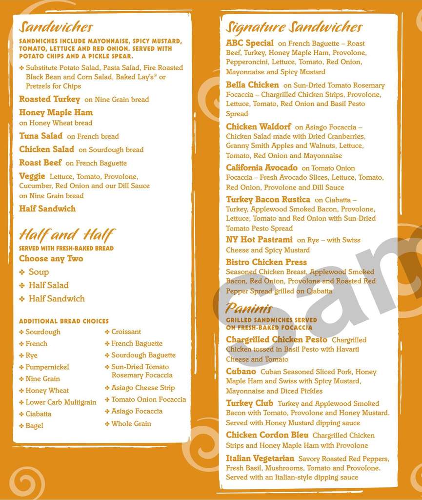 Atlanta Bread Menu, Menu for Atlanta Bread, Tallahassee, Tallahassee