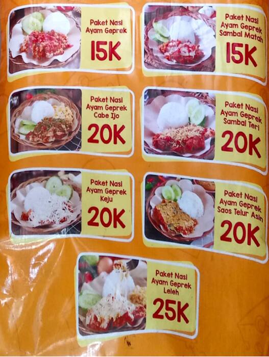I Am Geprek Bensu Menu Menu For I Am Geprek Bensu Jelambar Jakarta
