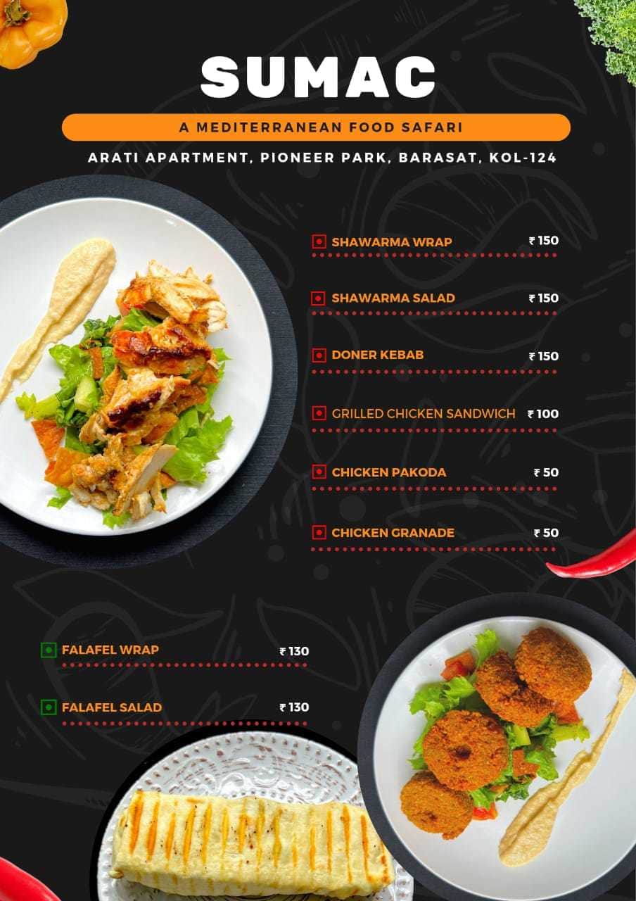 Menu at Sumac Restaurant, Kolkata