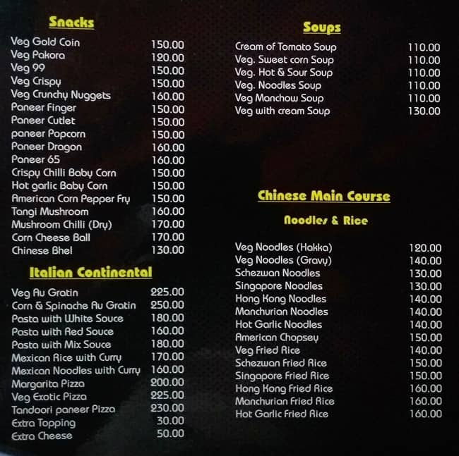 Marwar Restaurant menu