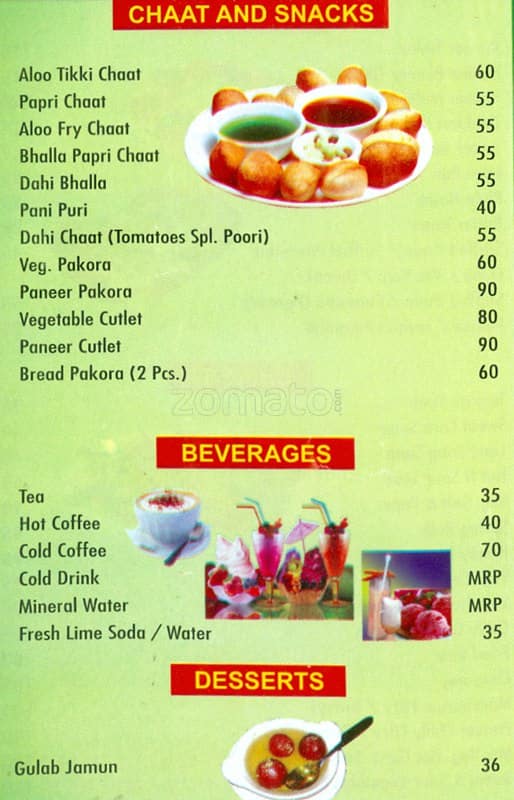 Menu at Tomatoes, Noida
