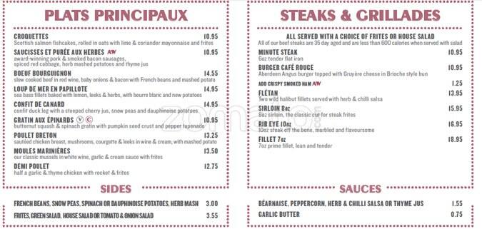 Cafe Rouge меню