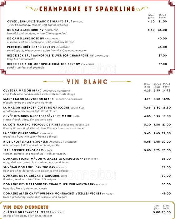 Cafe Rouge menu