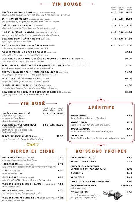 Cafe Rouge menu