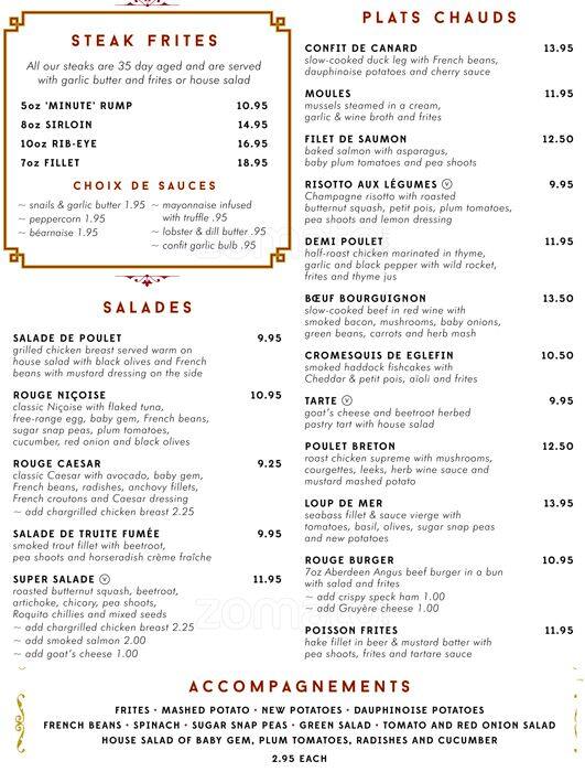 Cafe Rouge menu
