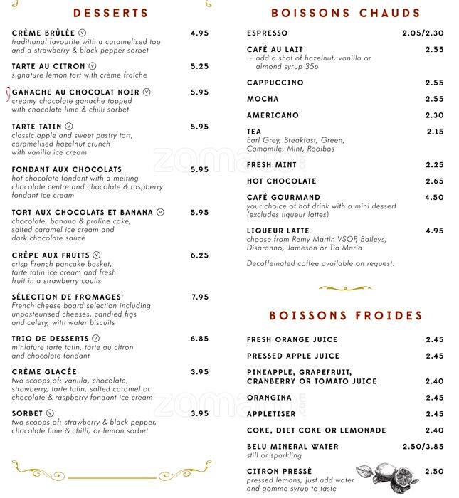 Cafe Rouge menu