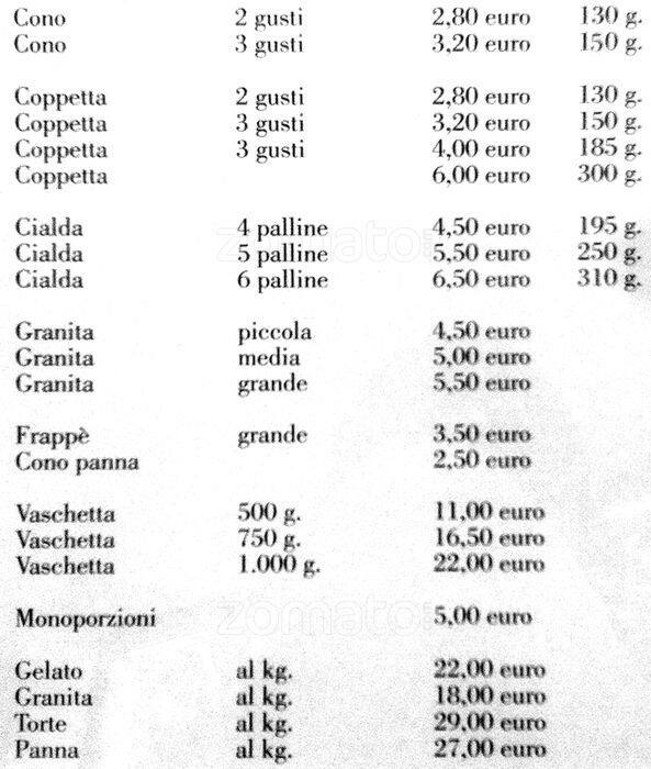 Menu di Il Felice Gelato 