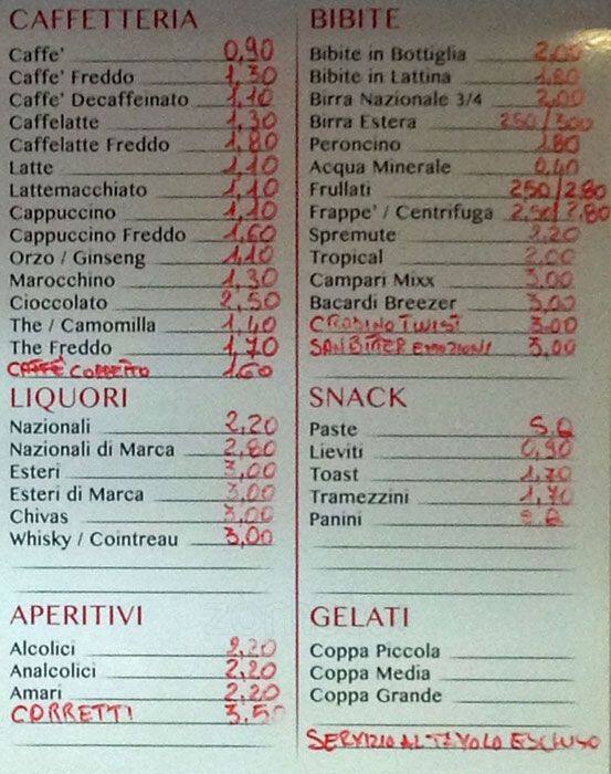 Menu de Bar Spartaco
