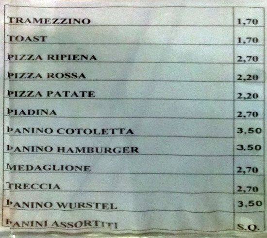 Menu de Bar Spartaco