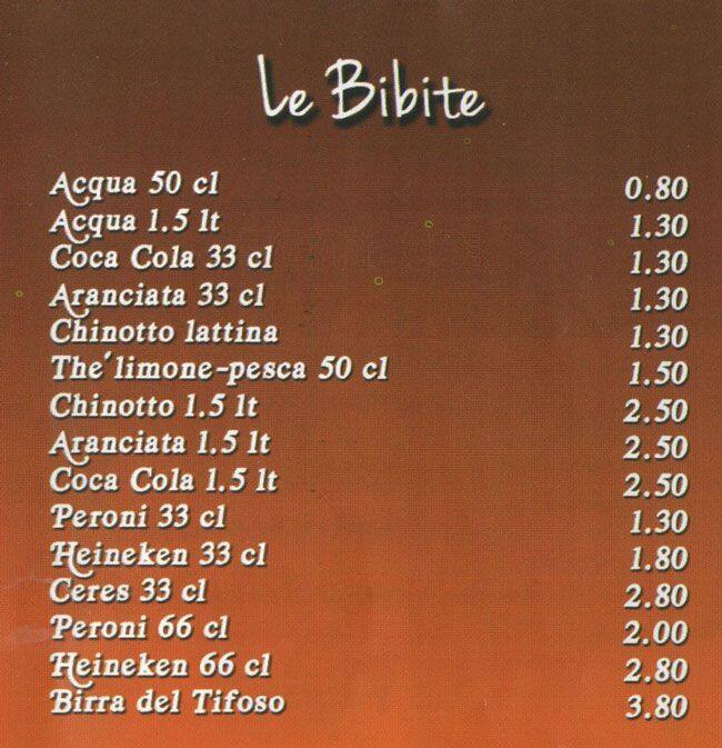 Menu di Primate Roma 