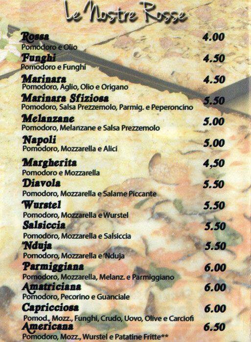 Menu di Primate Roma 