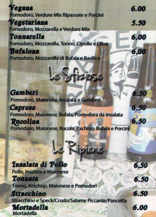 Menu di Primate Roma 