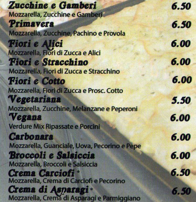 Menu di Primate Roma 