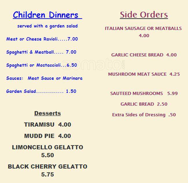 Menu at Angelo's Pizza & Pasta House pizzeria, Renton