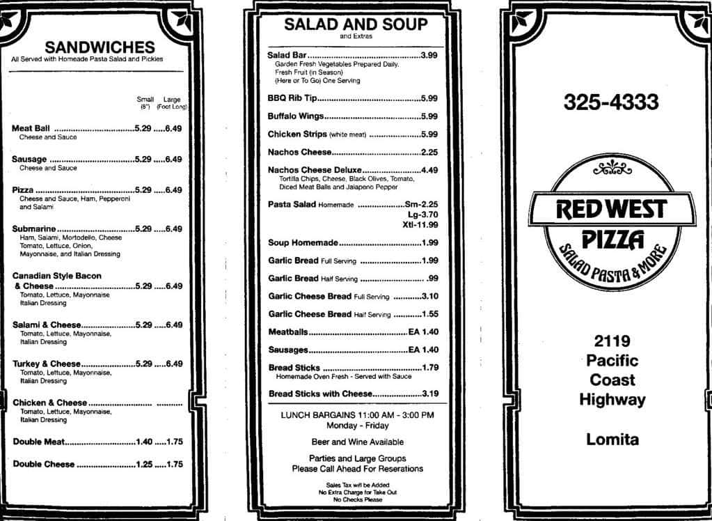 red west pizza lomita coupons