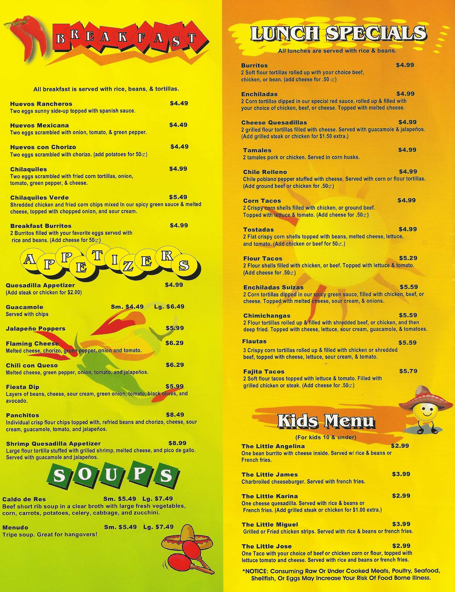 Angelina's Mexican Restaurant Menu Urbanspoon/Zomato