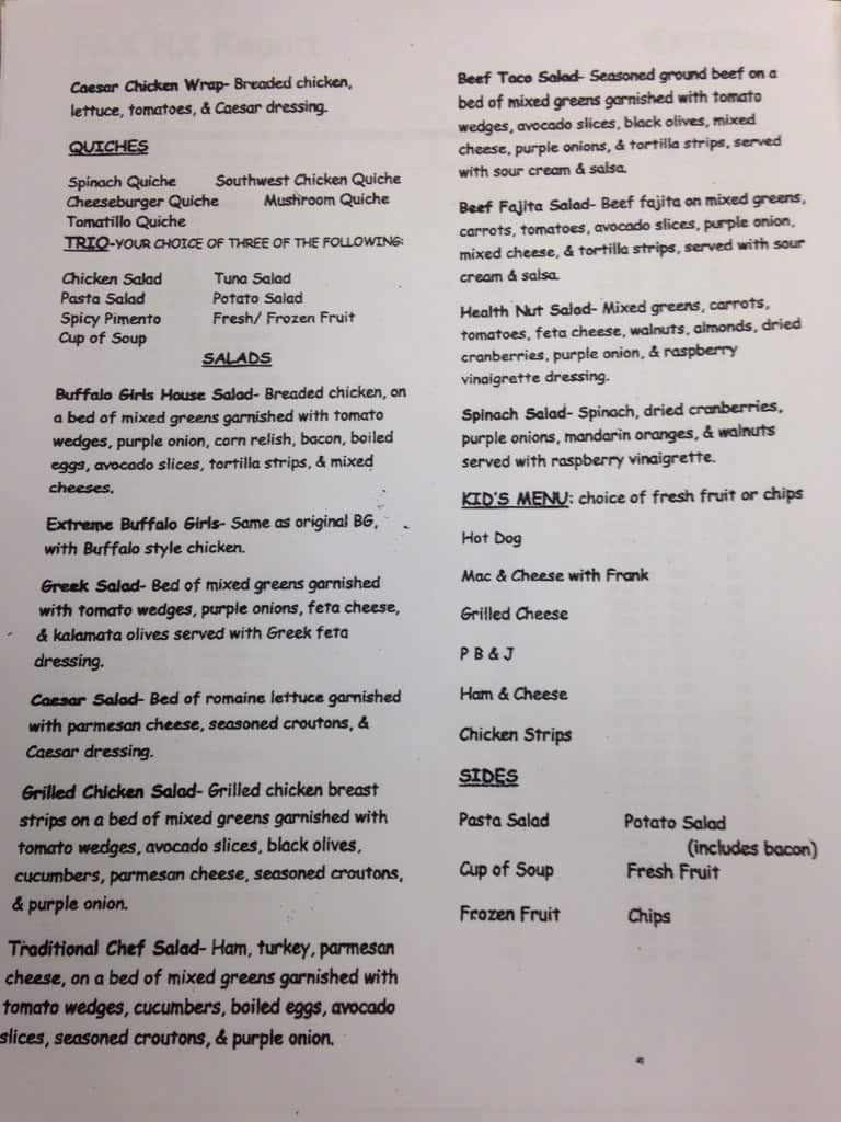 Menu at The Brown Bag restaurant, Del Rio