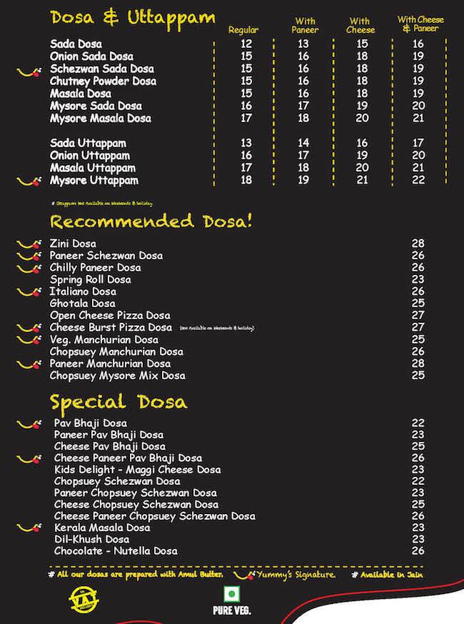 Yummy Dosa Menu, Menu for Yummy Dosa, Al Karama, Dubai Zomato