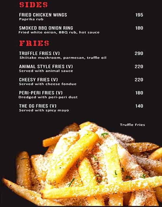Louis Burger, Indiranagar menu