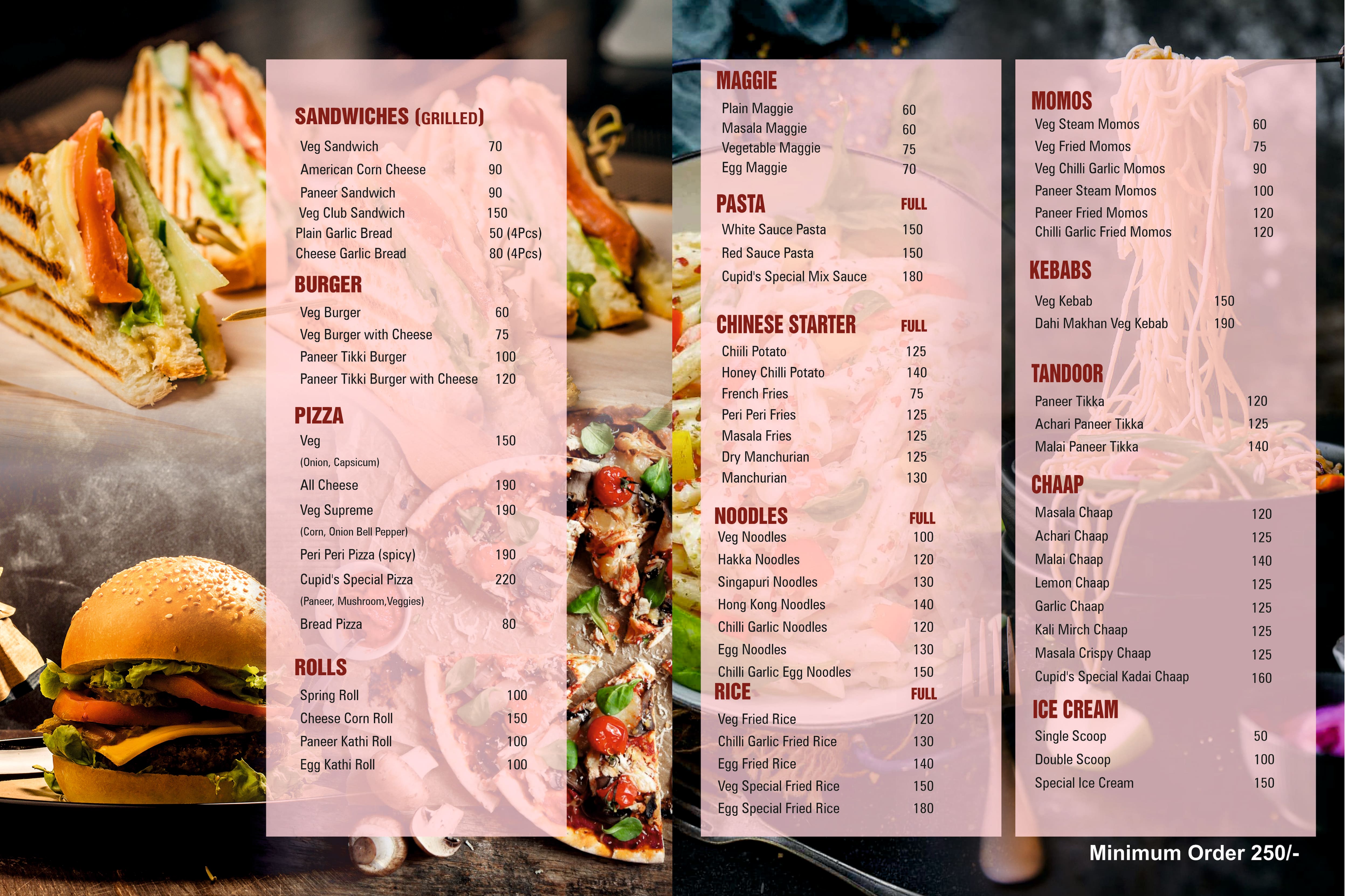 Cupid's Corner (Gaming Cafe & Chaap Junction) menu