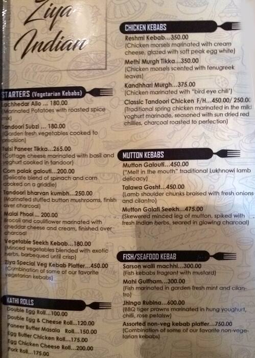 Ziya menu