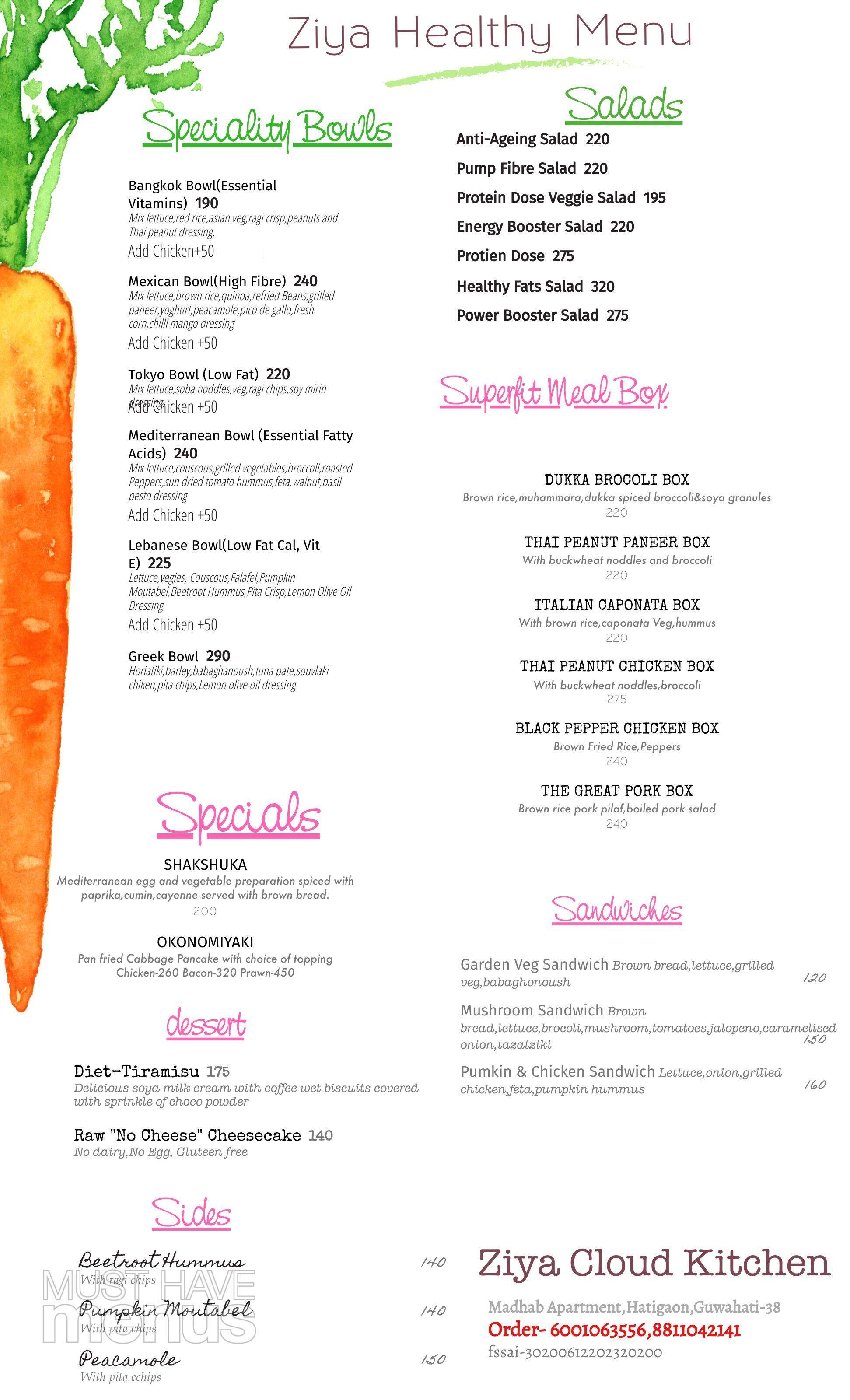 Ziya menu
