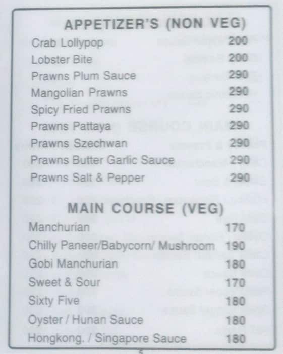 Chopstix menu