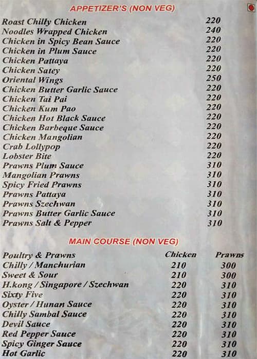 Chopstix menu