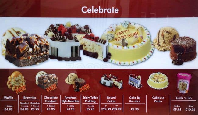 baskin robbins ice cream cake menu