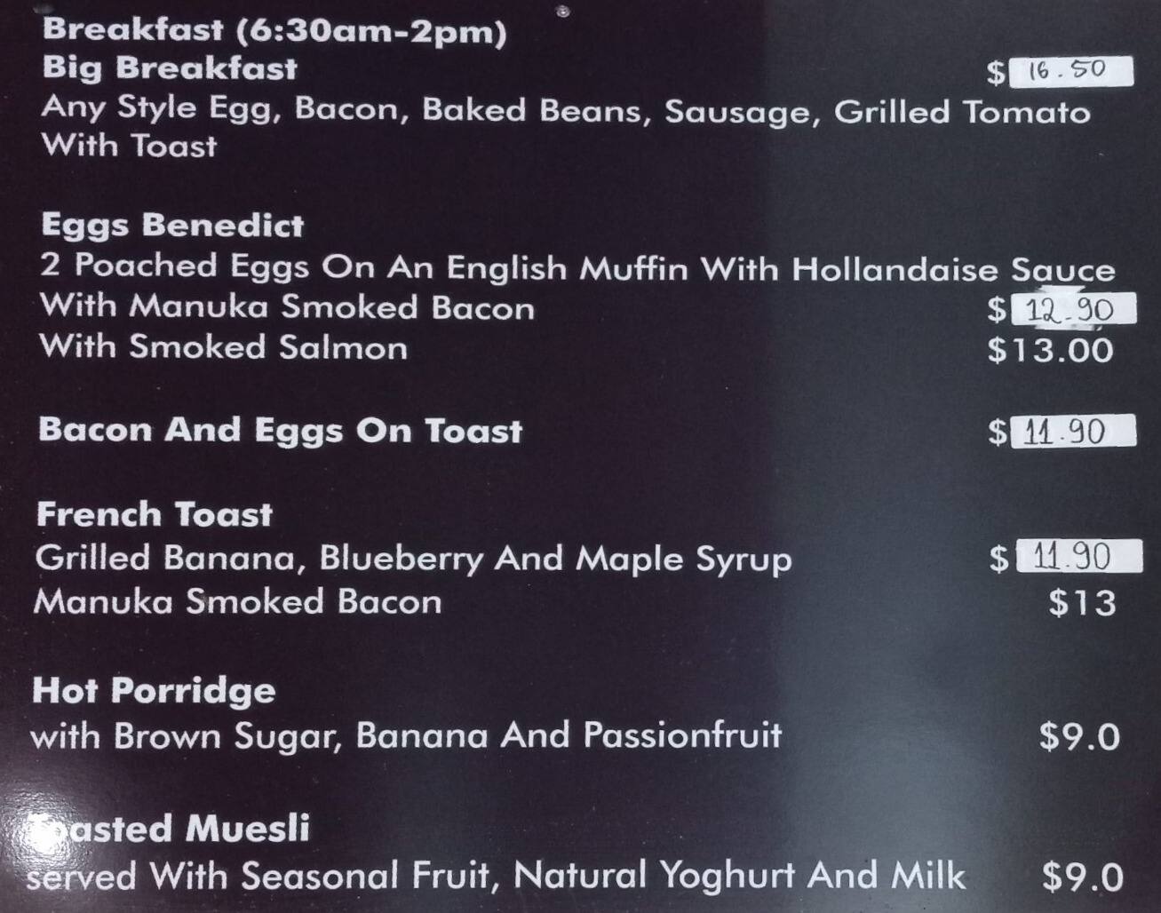 Menu at Richoux Patisserie Takapuna cafe, Auckland