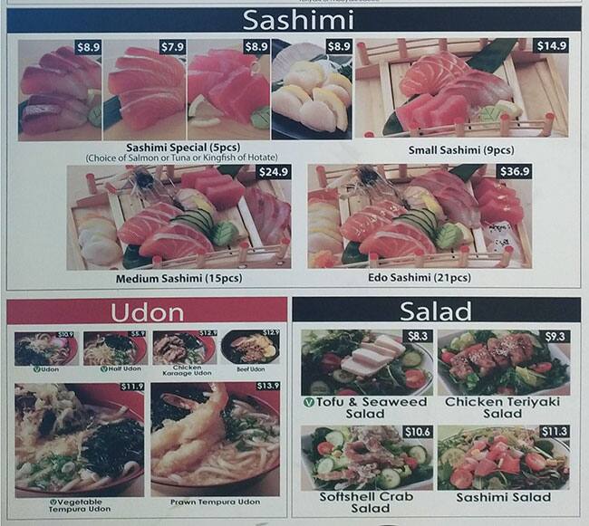 Menu at Sushi Edo CBD restaurant, Brisbane City, 153 Elizabeth St