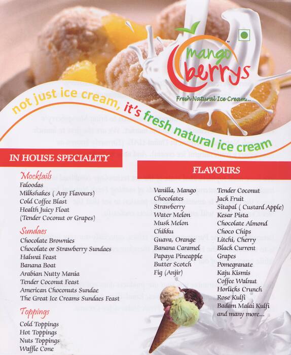 Mango Berrys Menu, Menu for Mango Berrys, Frazer Town, Bangalore Zomato