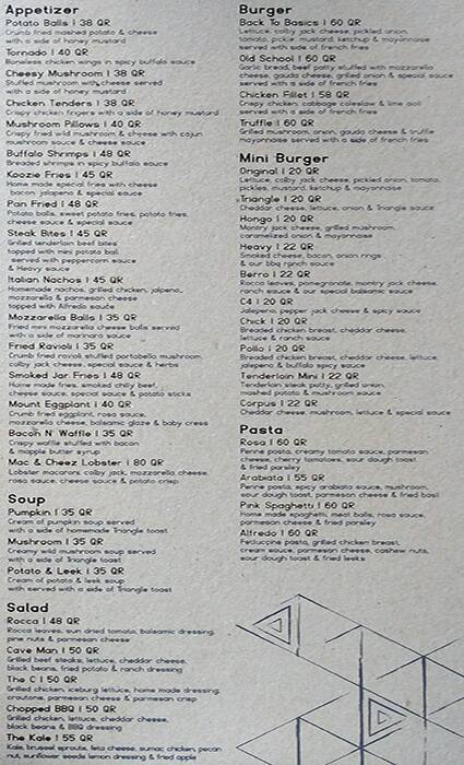 Triangle menu