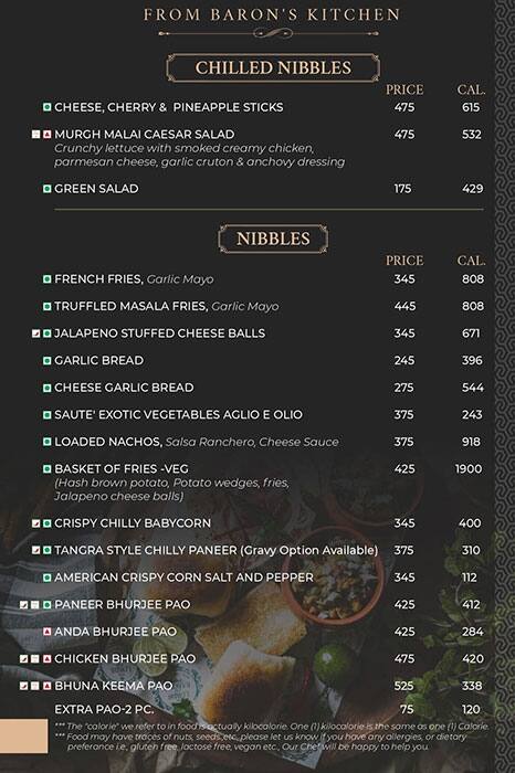 The Lords and Barons menu