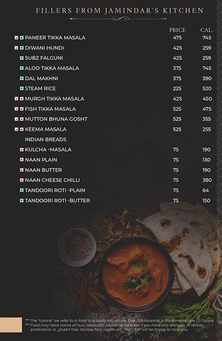 The Lords and Barons menu