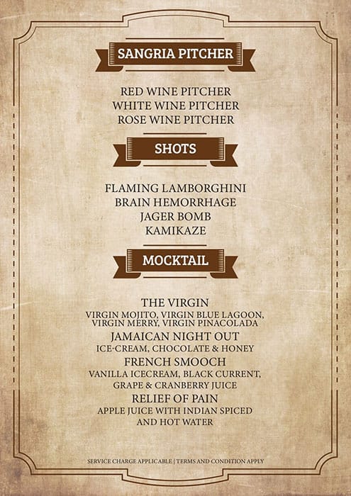 The Lords and Barons menu