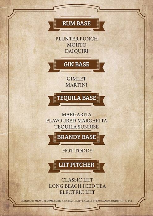 The Lords and Barons menu