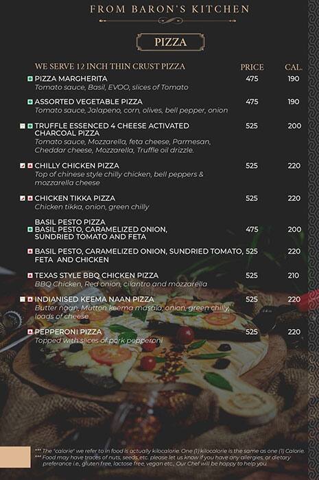 The Lords and Barons menu