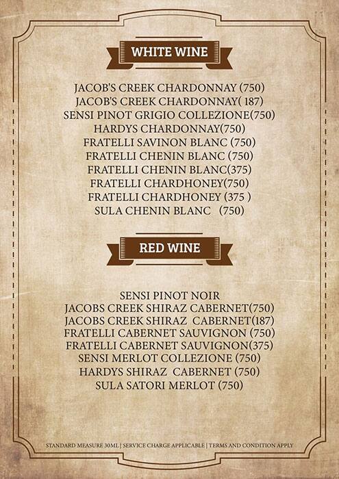 The Lords and Barons menu