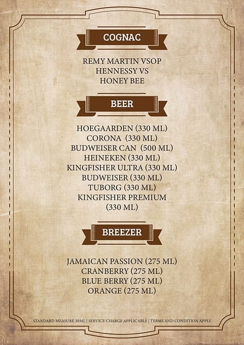 The Lords and Barons menu