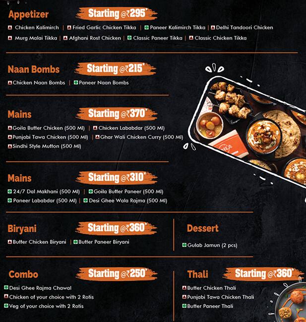 Goila Butter Chicken- Hebbal menu