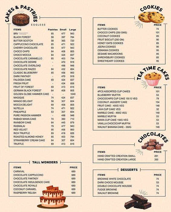 Menu of Ribbons and Balloons The Cake Shop, Dahisar East, Mumbai