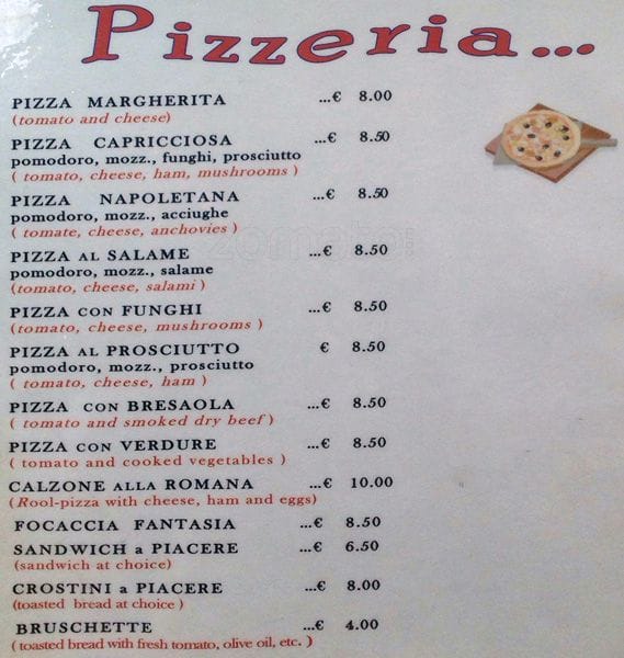 Menu di Al Cuppolone 