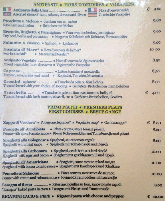 Menu di Al Cuppolone 