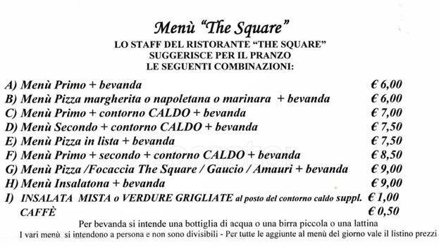 Menu di the Square 