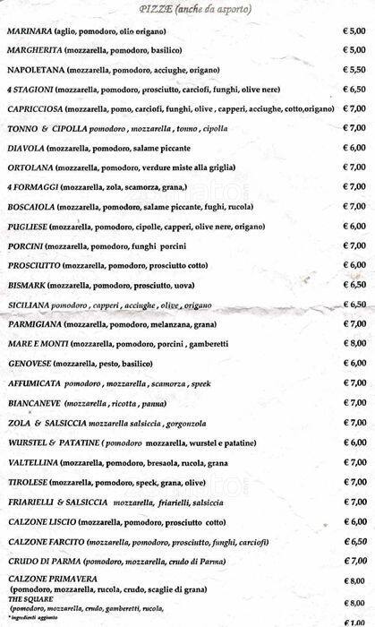 Menu di the Square 