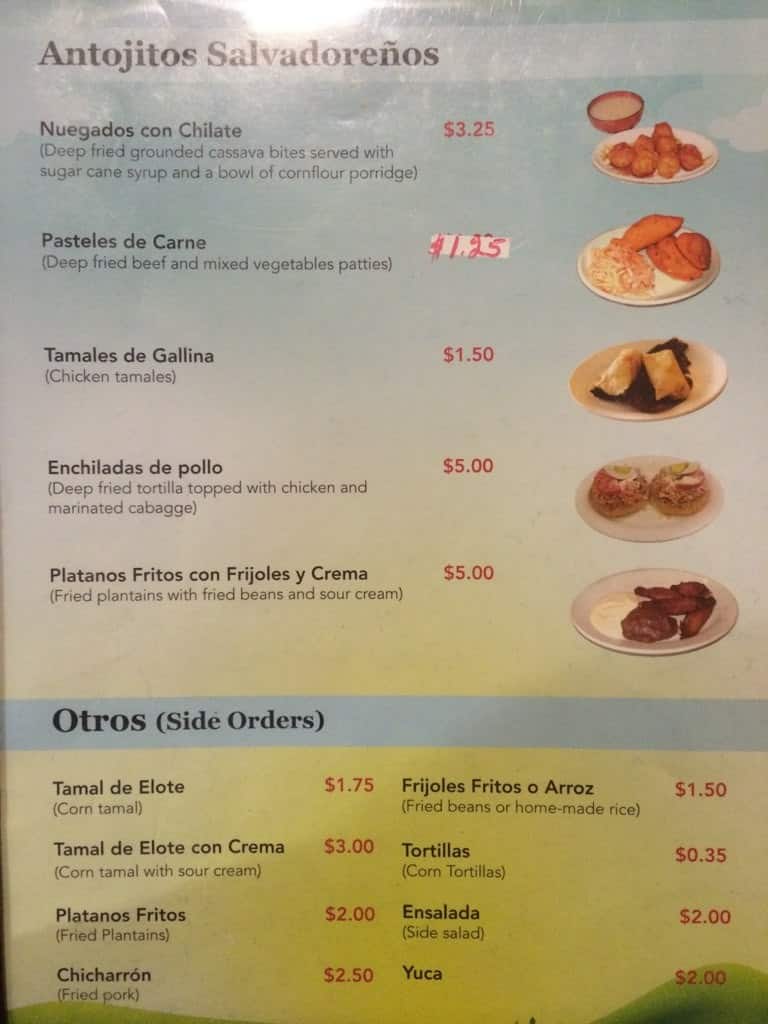 Menu at Pupuseria Doña Azucena restaurant, Herndon