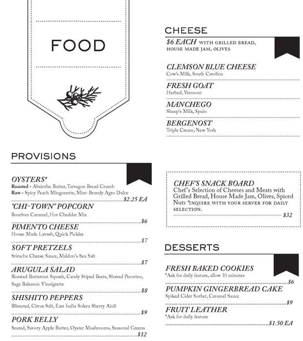 Menu at The Gin Joint pub & bar, Charleston