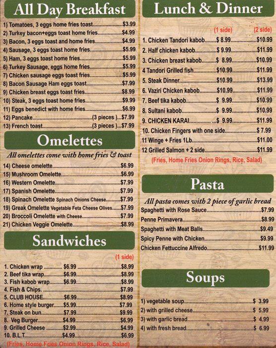 Cafe Air menu
