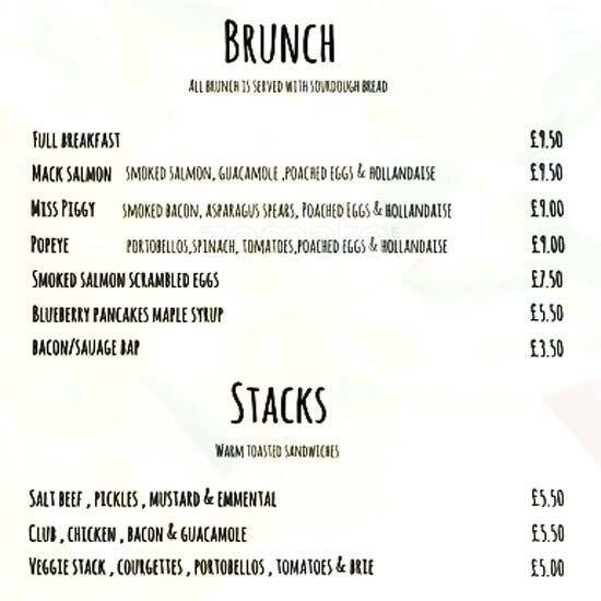 Menu at Cut the Mustard cafe, London, 68 Moyser Rd